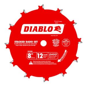 8 in. 12 tooth Carbide Stacked Dado Saw Blade Set